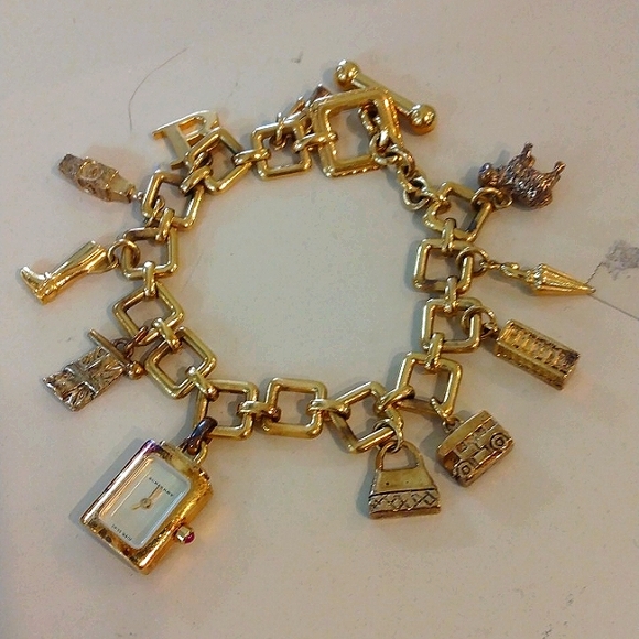 Burberry 18kt Gold Plated Charm Bracelet Watch - Picture 2 of 9